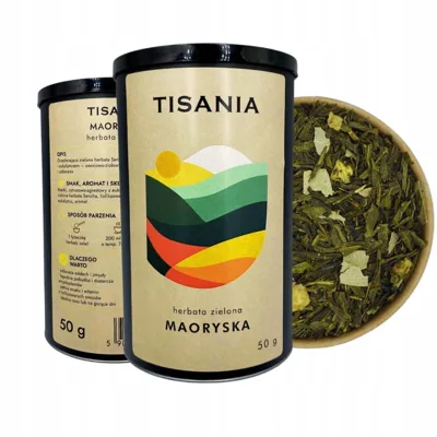 Maoryska herbata zielona Sencha kiwi agrest PREMIUM puszka 50g