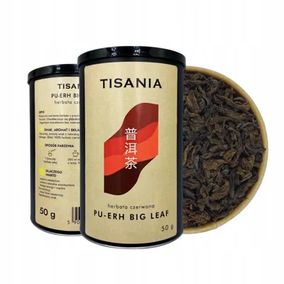 Pu-erh Big Leaf herbata czerwona liściasta PREMIUM w puszce 50g