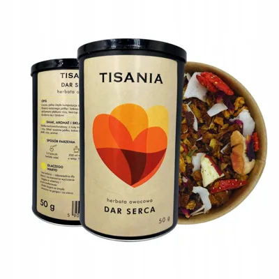 Dar Serca herbata owocowa truskawka kokos róża PREMIUM w puszce 50g
