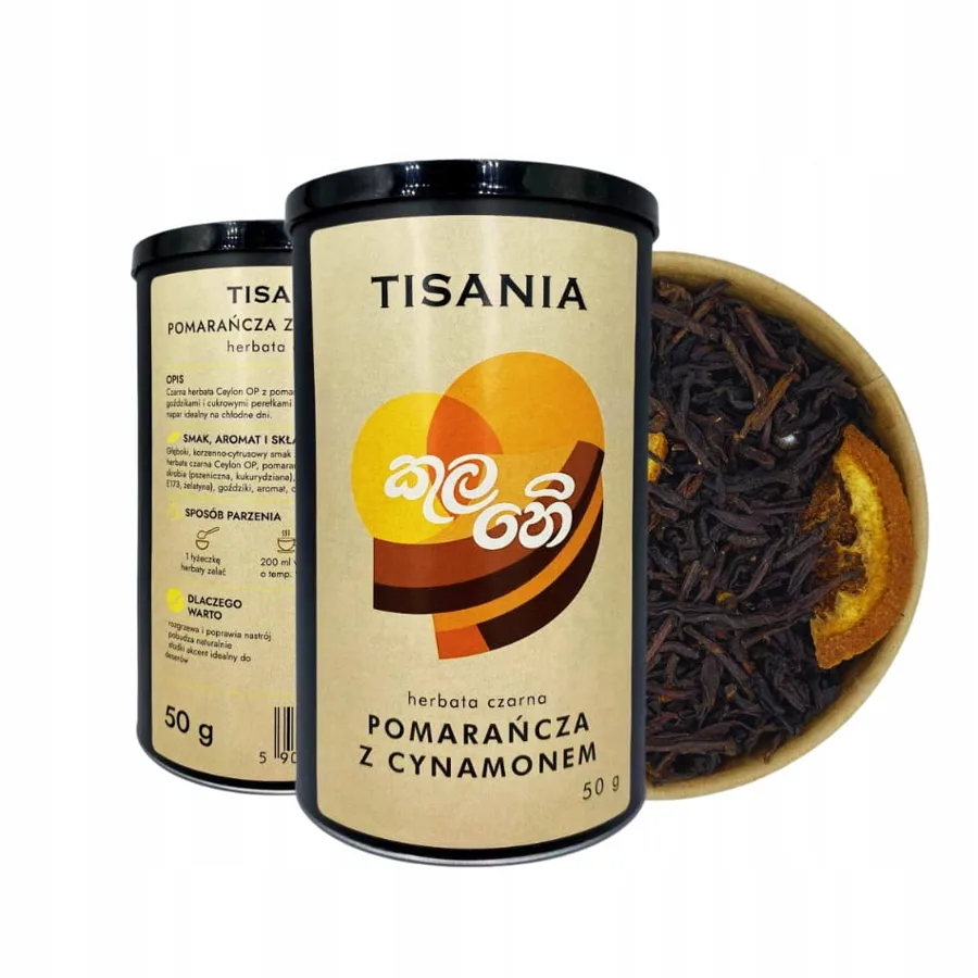 Herbata czarna pomarańcza cynamon PREMIUM aromatyczna puszka 50g
