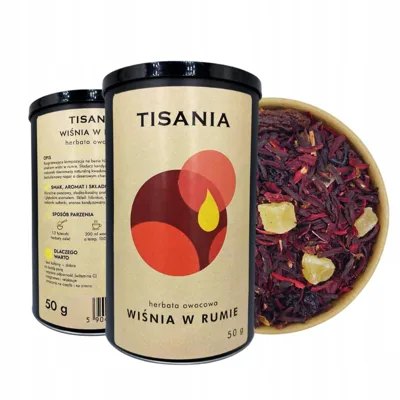 Wiśnia w rumie herbata owocowa Premium aromatyczna puszka 50g